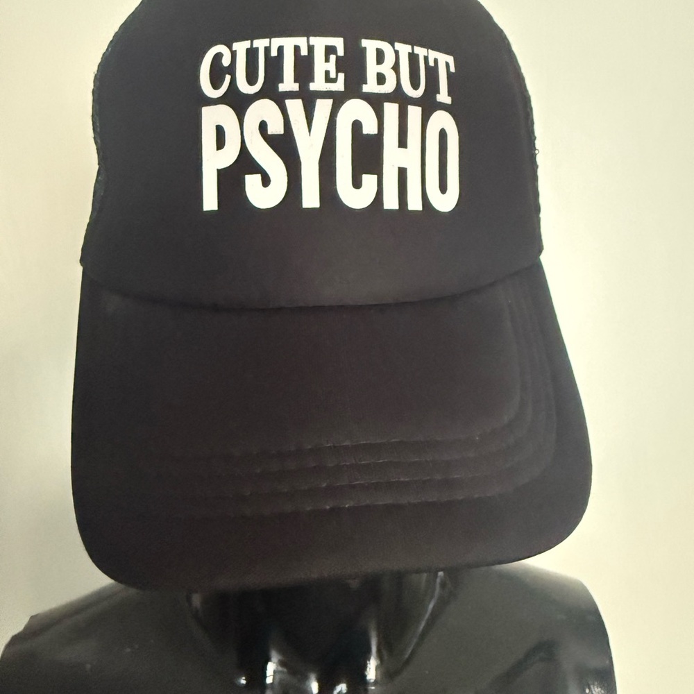 Unbranded Black Trucker adjustable cap whimsigoth with Bold white lettering